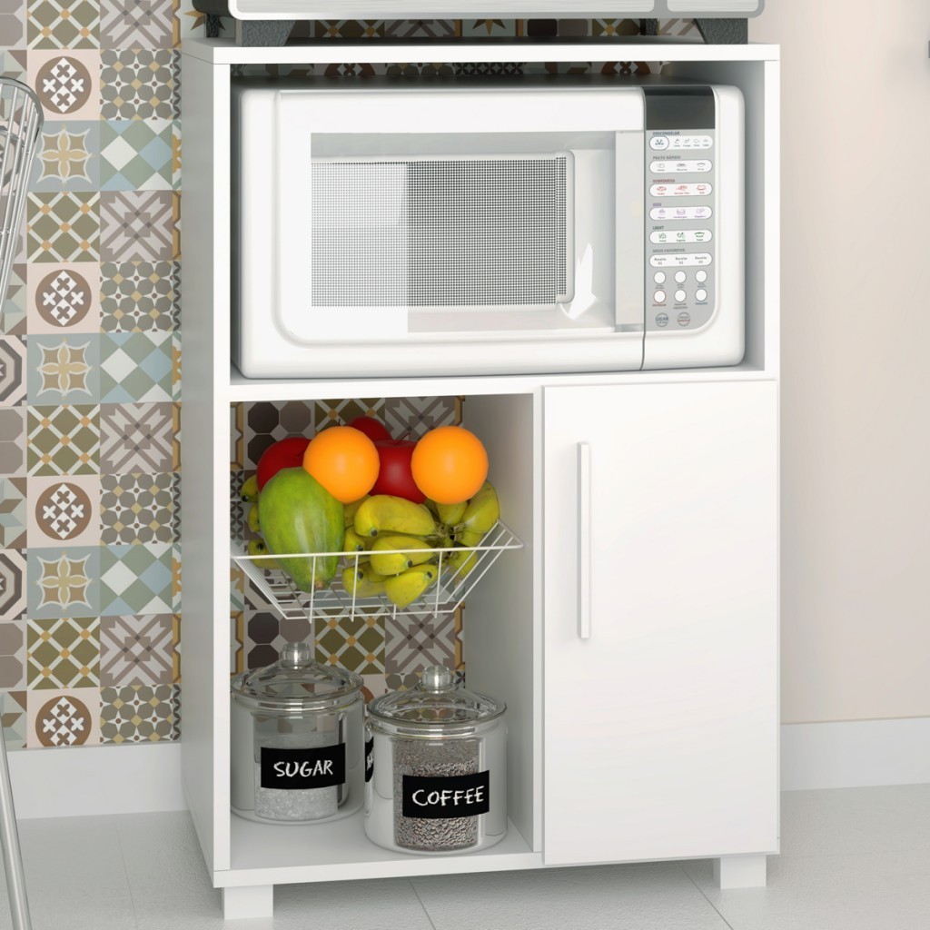 Armário de Cozinha 1 Porta Fruteira Branco Fosco - Pnr Móveis - Home & Living