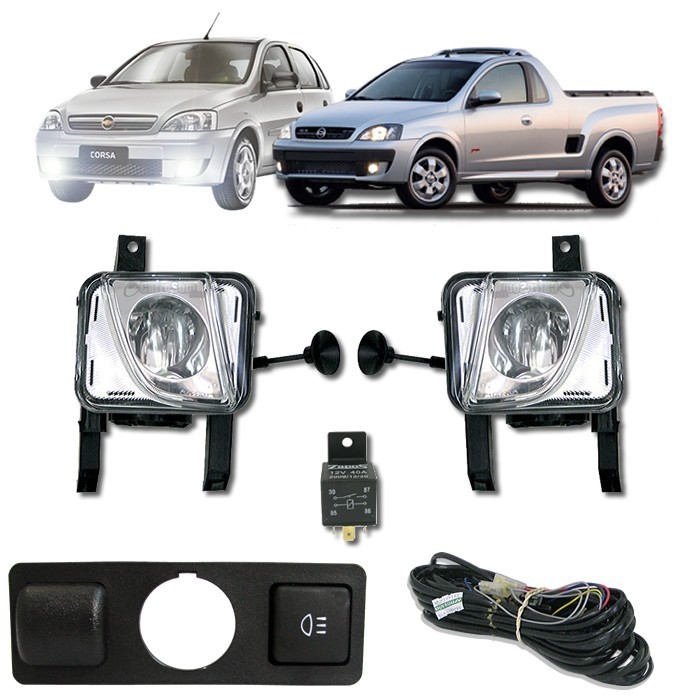 Kit Farol de Milha Neblina Chevrolet Novo Corsa 2002 à 2012 e Montana 2003 à 2010