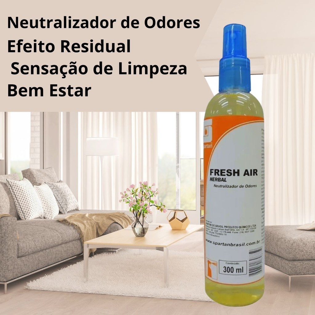 Neutralizador de Odores Alta Duração Efeito Residual Spartan Fresh Air Herbal 300ml em Oferta na Shopee