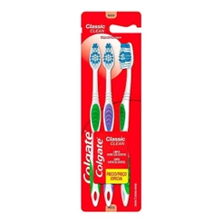 ESCOVA DE DENTE COLGATE CLASSIC CLEAN COM 3 UNIDADES