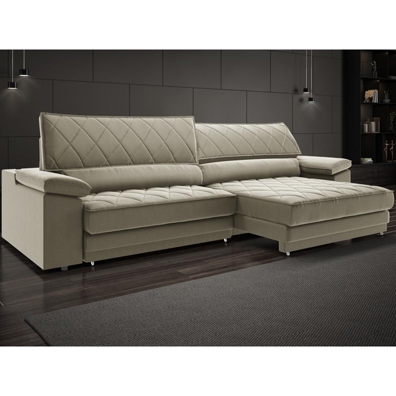 Sofá de Duplo Molejo com Carregador USB, Retrátil e Reclinável Viena 2,50m Veludocristal Fendi- NETSOFAS em Oferta na Shopee