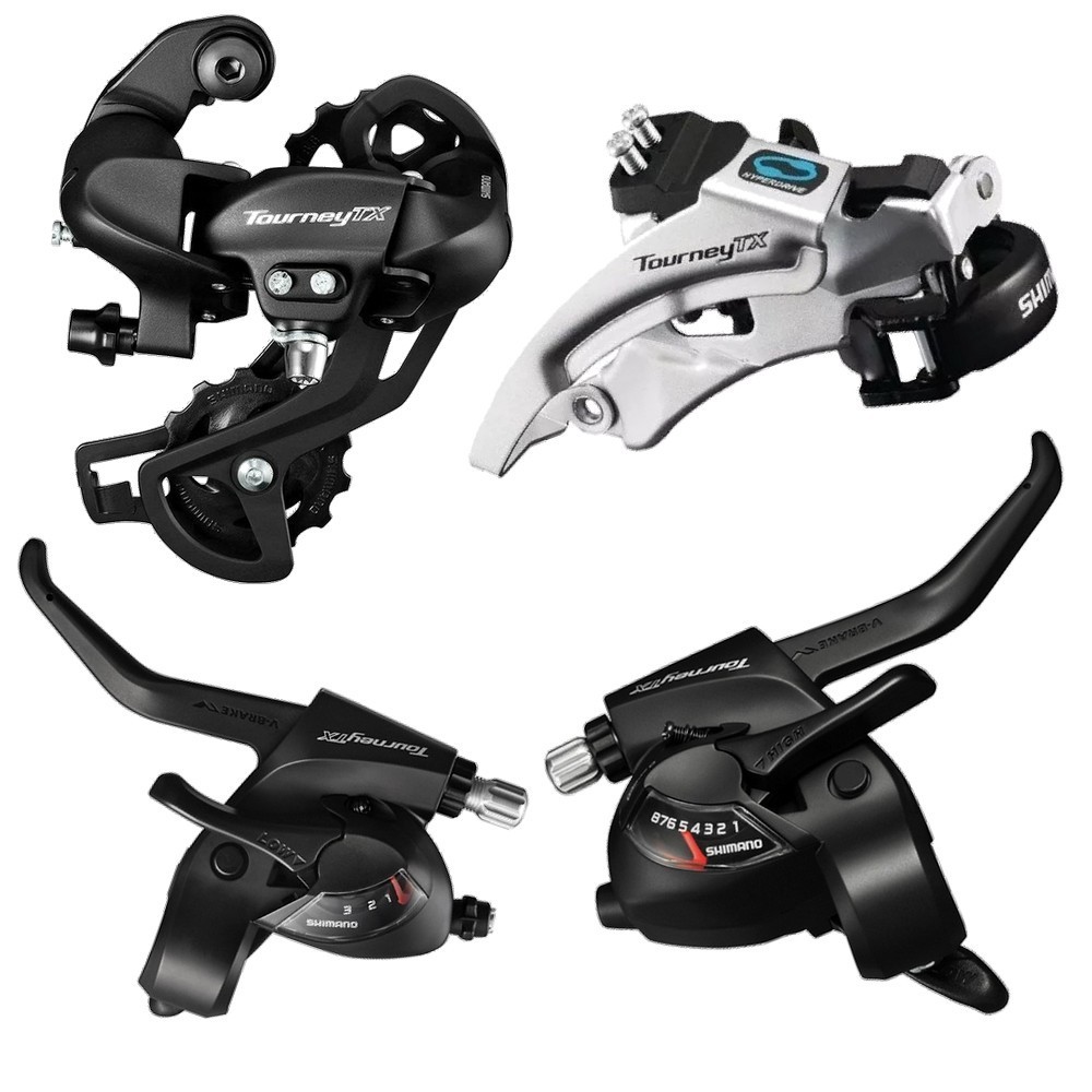 CÂMBIO DIANTEIRO + TRASEIRO + PAR ALAVANCAS SHIMANO TOURNEY TX800 - 3X8V / 24V - Sports & Outdoors