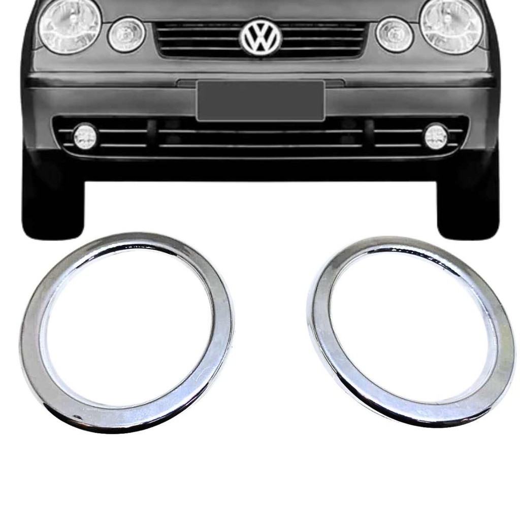 Aplique CROMADO Farol Milha VW Polo 2002  2006 Grade Moldura