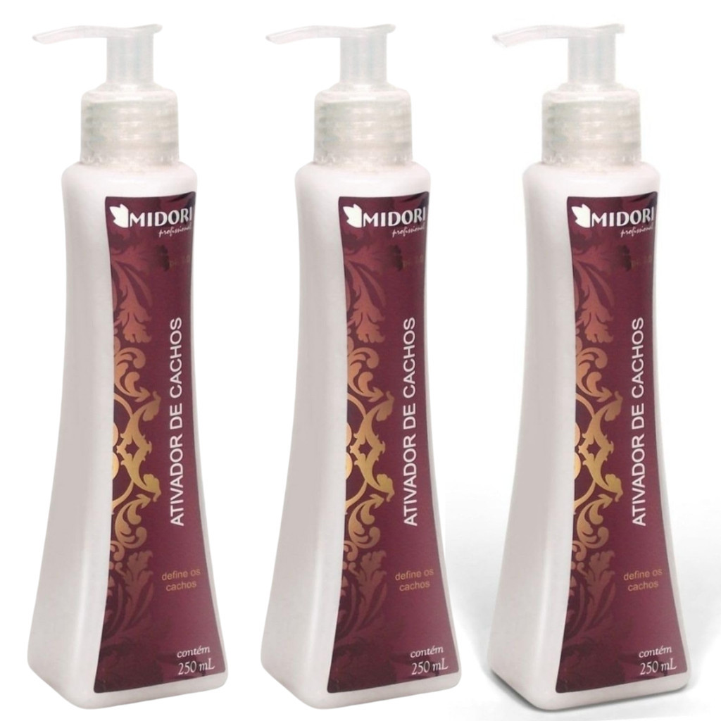 Kit 3 Creme Ativador De Cachos 250ml Midori Profissional