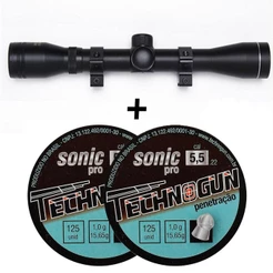 Luneta 4x32 com Trilho 11mm - Rossi + Chumbinho Sonic PRO 5.5 250und