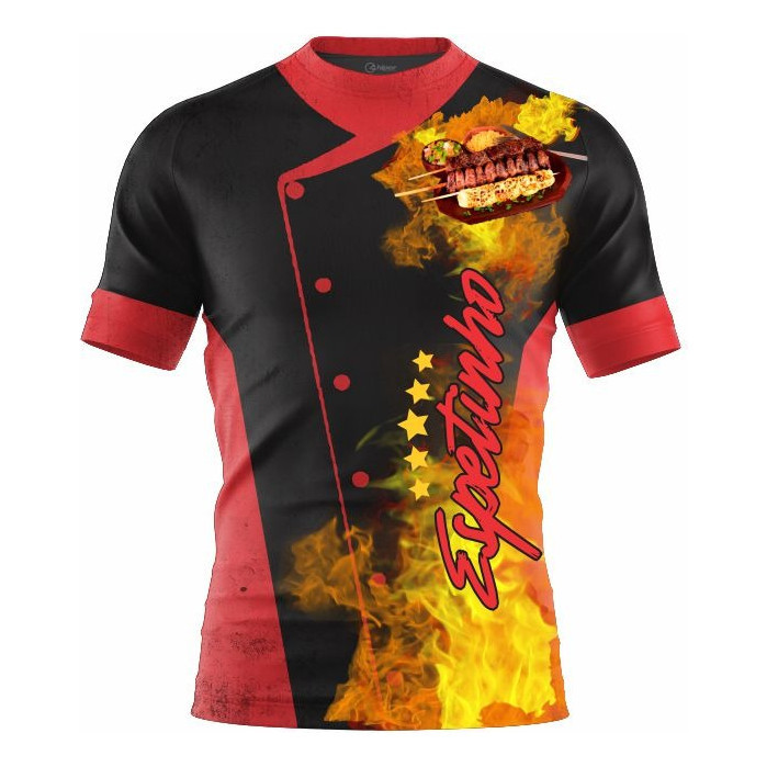 Kit 1 Camiseta+windbanner+avental Espetinho Pronta Entrega