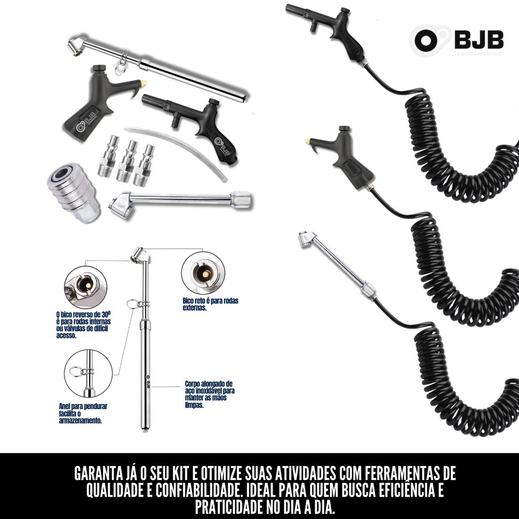 Kit Bico Passar Ar Encher Pneu Engate Rápido Com Calibrador — imagem 2 de 2