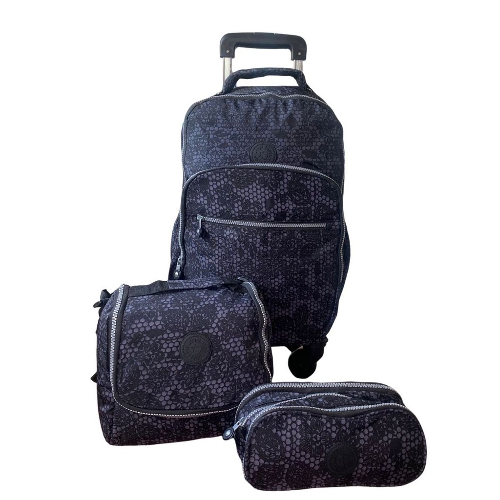 Kit Mochila Juvenil De Rodinhas 360° Com Estojo E Lancheira