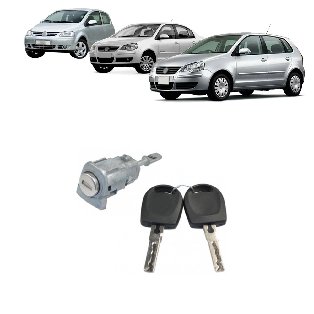 Cilindro Porta Dianteira Polo Hatch e Sedan 2002 a 2014 Fox 2003 a 2014 Com Chave Lado Esquerdo