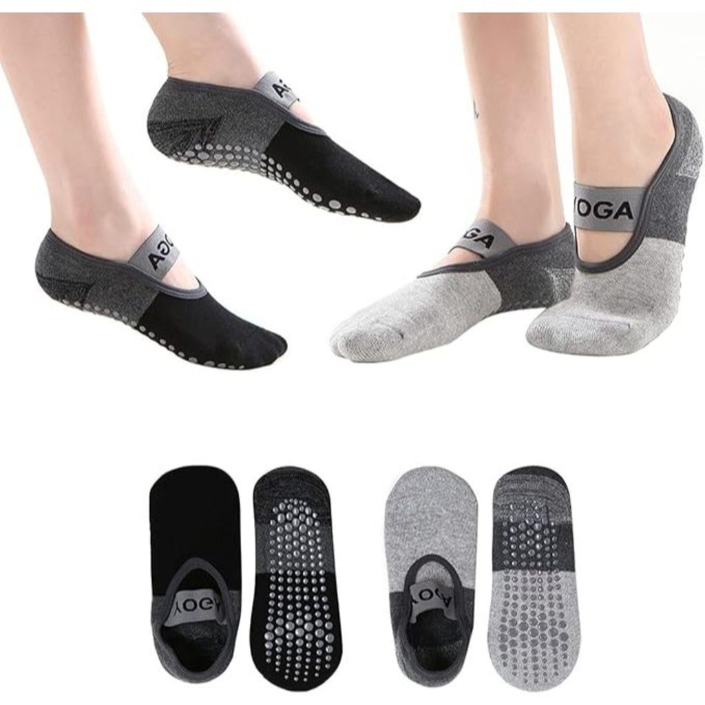 Par de Meias Esportivas de Algodão para Ballet/Yoga/Ginástica/ Atividades físcas Antiderrapante Confortável Elástica