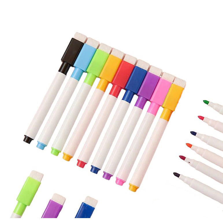 10 Canetas(TINTA SOMENTE PRETA)Com Apagador Na Tampa Para Quadro Branco-Tinta Preta