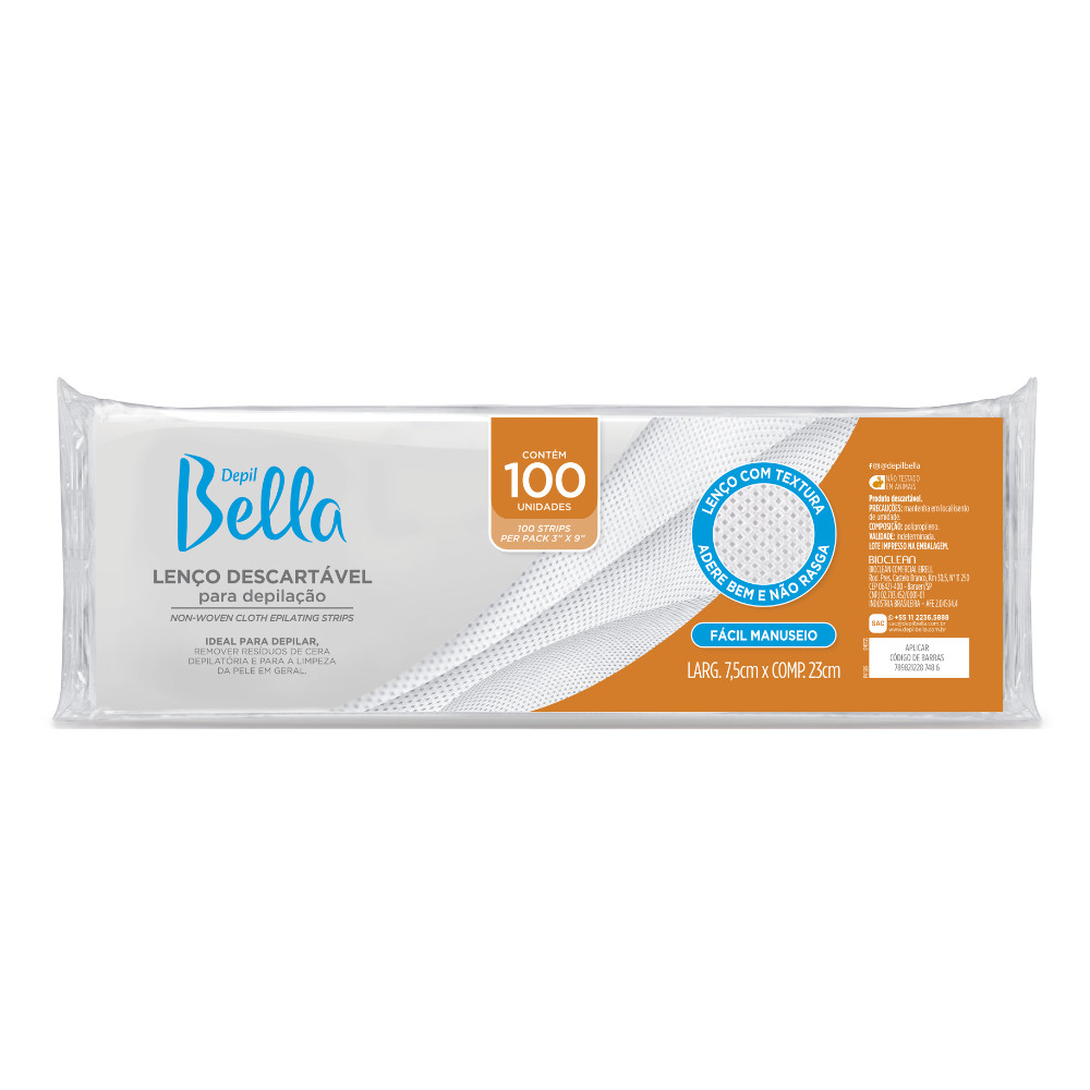100 Folhas Lenços Com Textura Para Depilação Depil Bella