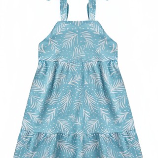 Vestido Feminino Infantil Verão Folhagem Azul Claro em Oferta na Shopee