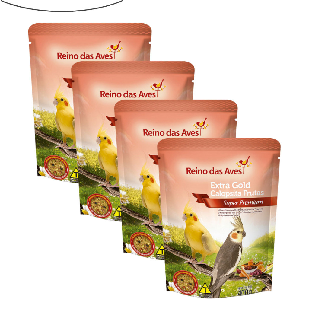 Ração Calopsita Extra Gold Frutas Extrusada 400g Kit 4un em Oferta na Shopee