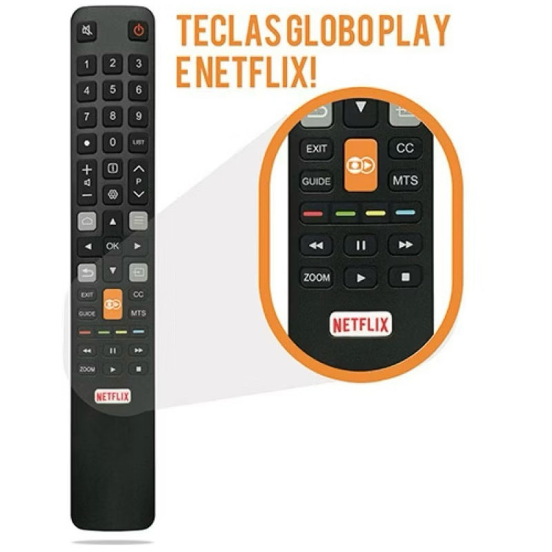 Controle Remoto Semp Tcl Toshiba L55s4900fs Rc802n - Substituto Compatível