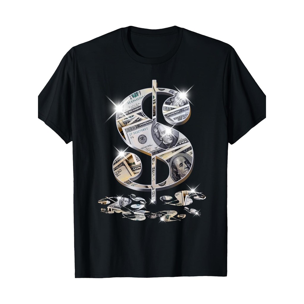 Camiseta Dollar Sign Design Concept , Masculina De Manga Curta Com Gola Redonda Solta Grande