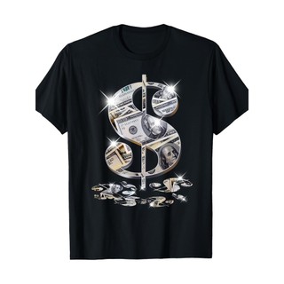 Camiseta Dollar Sign Design Concept , Masculina De Manga Curta Com Gola Redonda Solta Grande