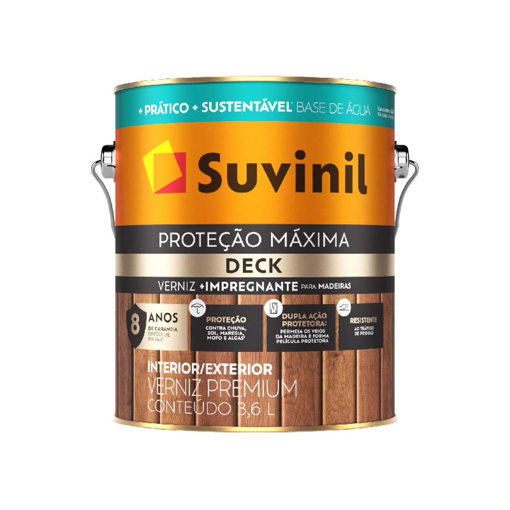 Verniz Proteção Máxima Deck Base Água Brilhante Cores 3,6L Suvinil