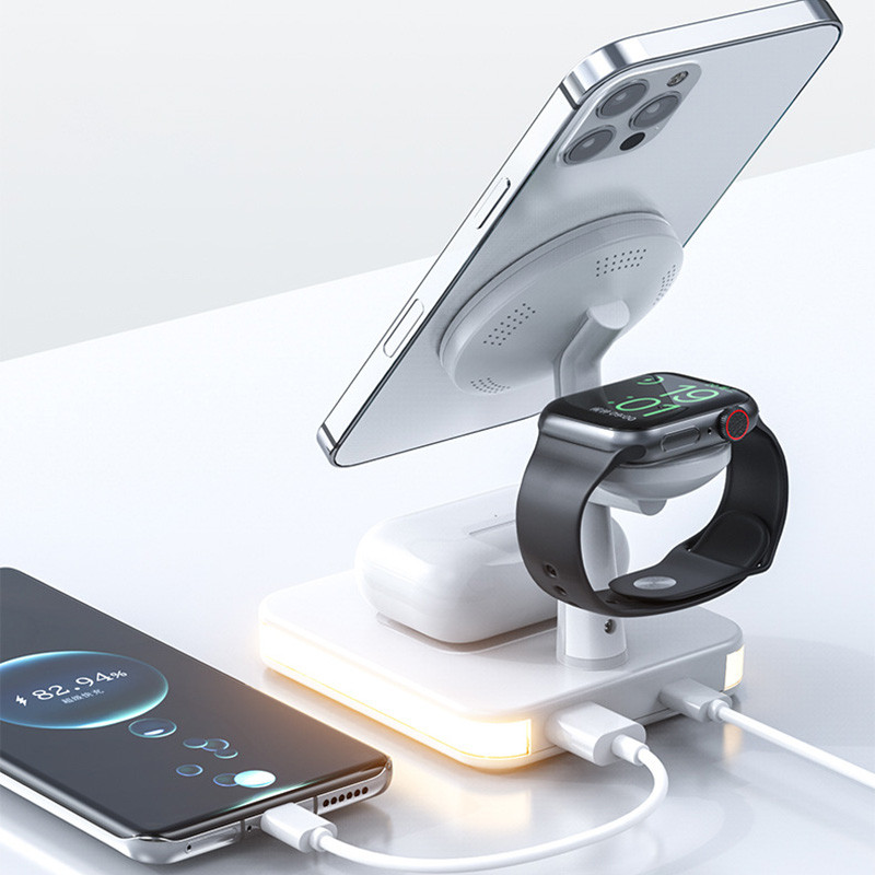 Base De Carregamento Sem Fio 4 Em 1 Magsafe Carregador De Indução Magnética Para IPhone Iwatch AirPods