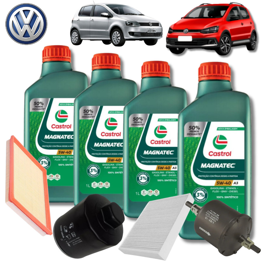 KIT TROCA DE ÓLEO CASTROL MAGNATEC 5W40 (502) + FILTROS ( FOX 1.0 8v TREND 2012 )