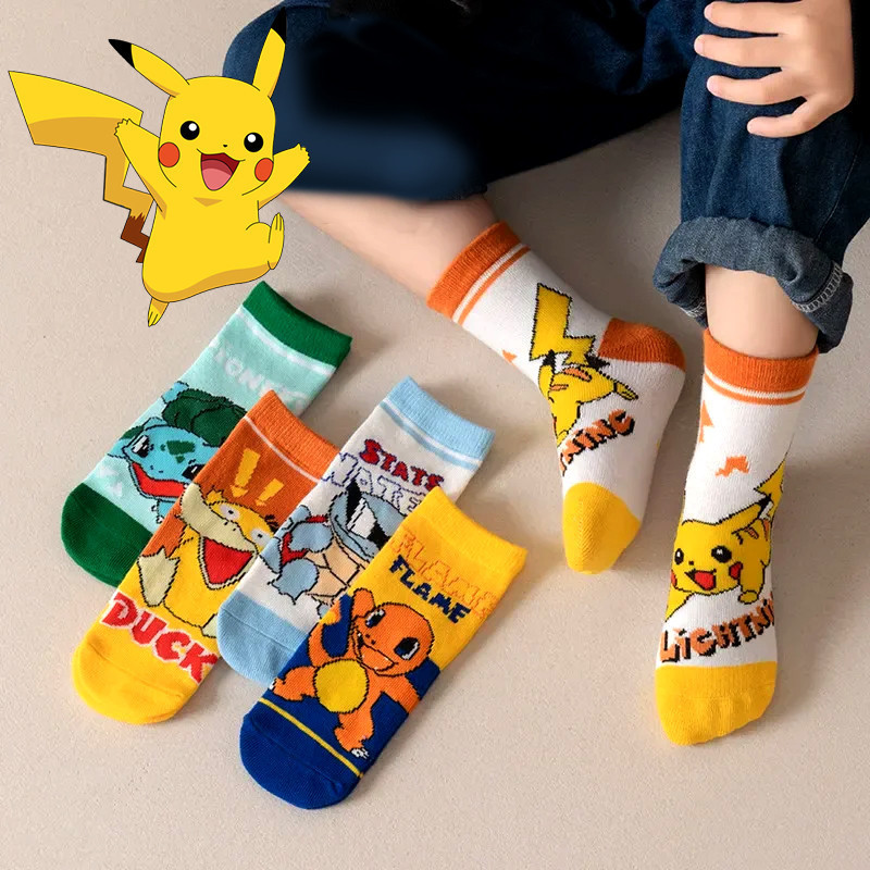 5 Pares De Meias Infantis Pokémon De 1 A 12 Anos , Meninos E Meninas , Presente De Aniversário De Algodão em Oferta na Shopee