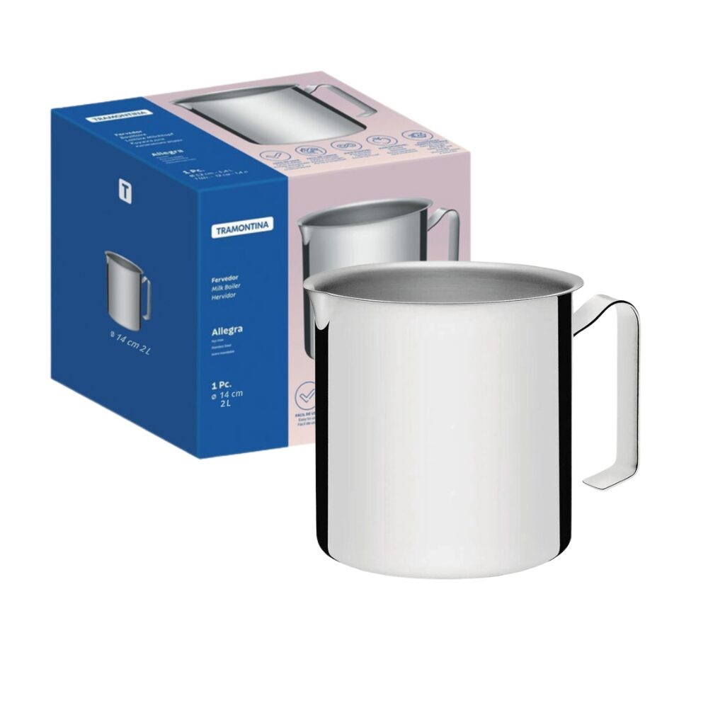 Fervedor Leiteira Indução Tramontina Allegra em Aço inox e Cabo de Baquelite 14 cm 2 L Prático em Oferta na Shopee