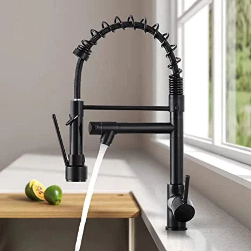 Torneira De Cozinha Gourmet Alça Única Com Extensor De Spray Tubo De Água Flexível Superio...