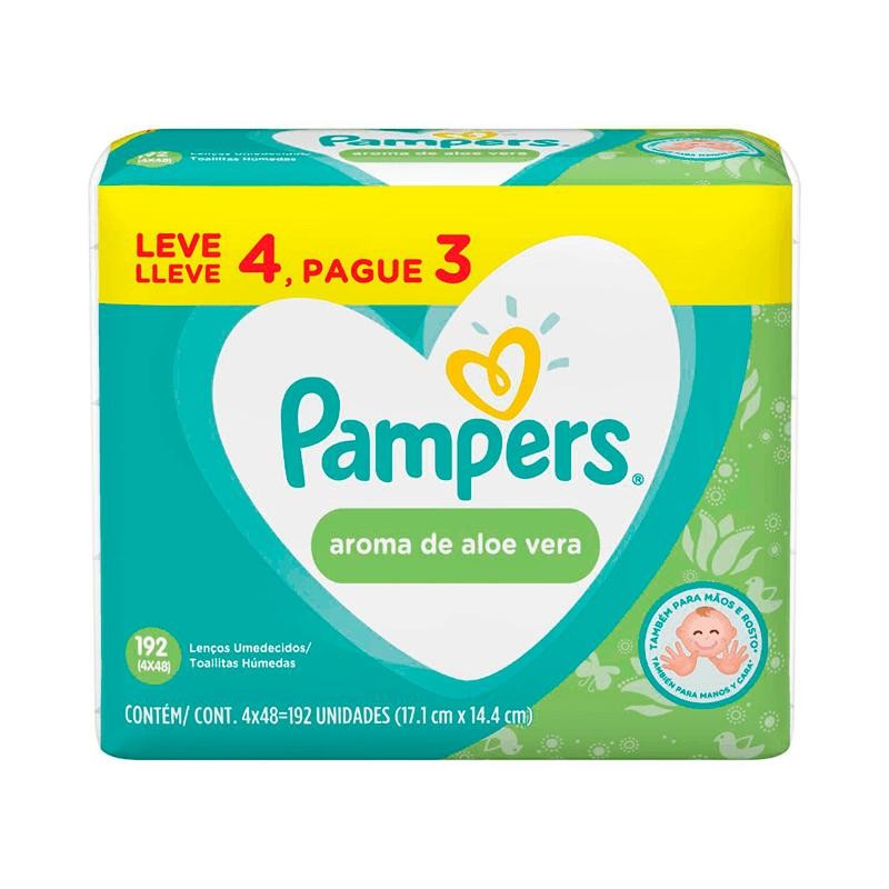 Lenços Umedecidos Pampers Aroma Aloe Vera 192 Unidades em Oferta na Shopee