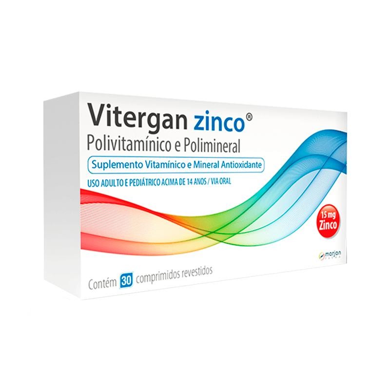 Suplemento Vitamínico E Mineral Vitergan Zinco 30 Comprimidos Revestidos em Oferta na Shopee