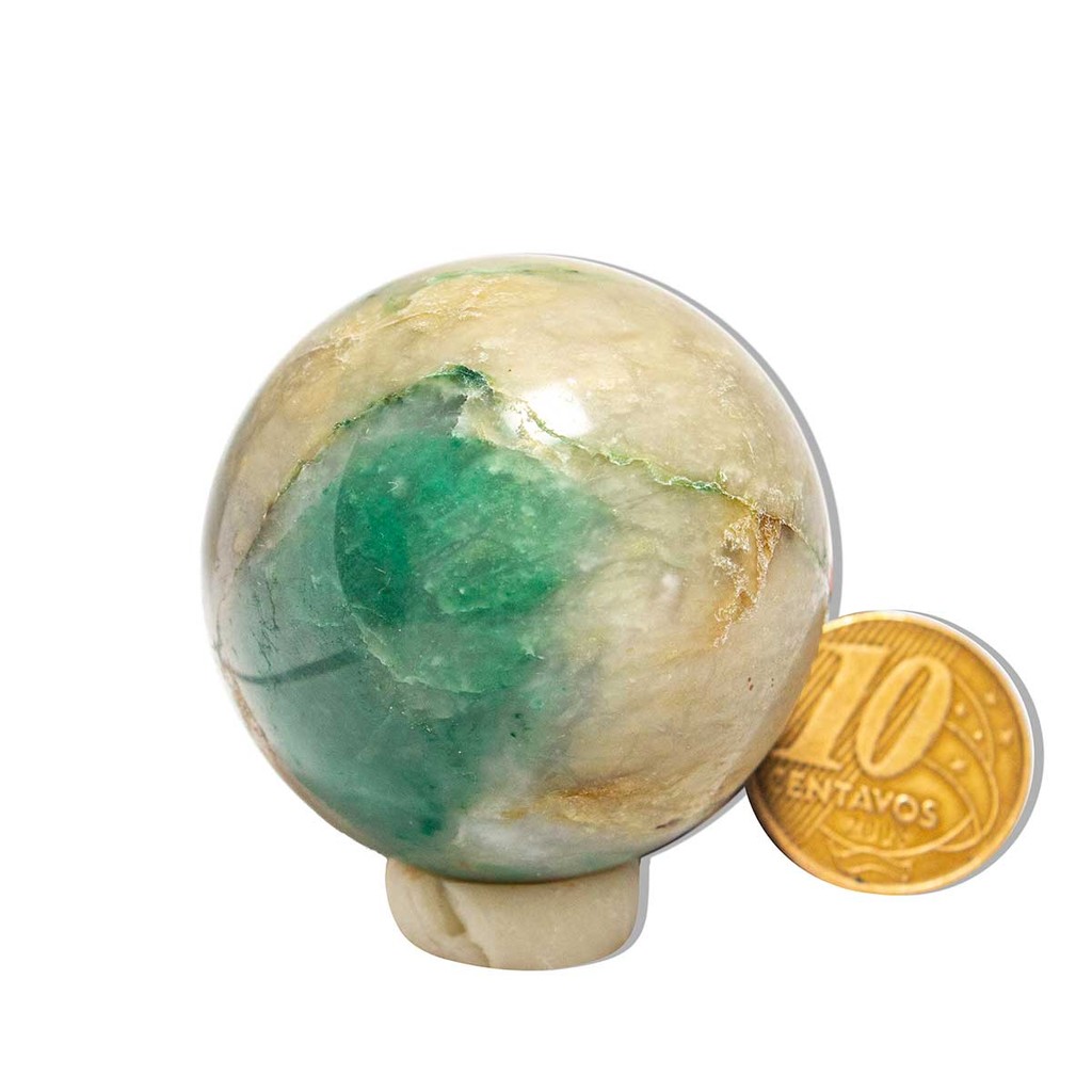 01 Esfera Jade Verde Lapidado 50 a 100g Aprox 3,5cm Tipo B