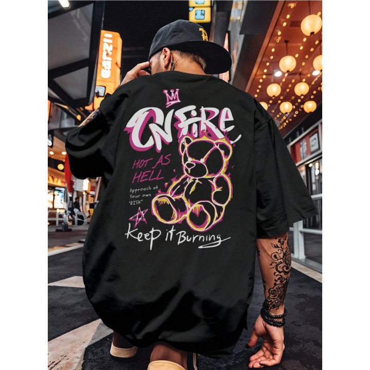 Camisa Oversized Streetwear On Fire  Estampa Criativa  Street Style Atemporal