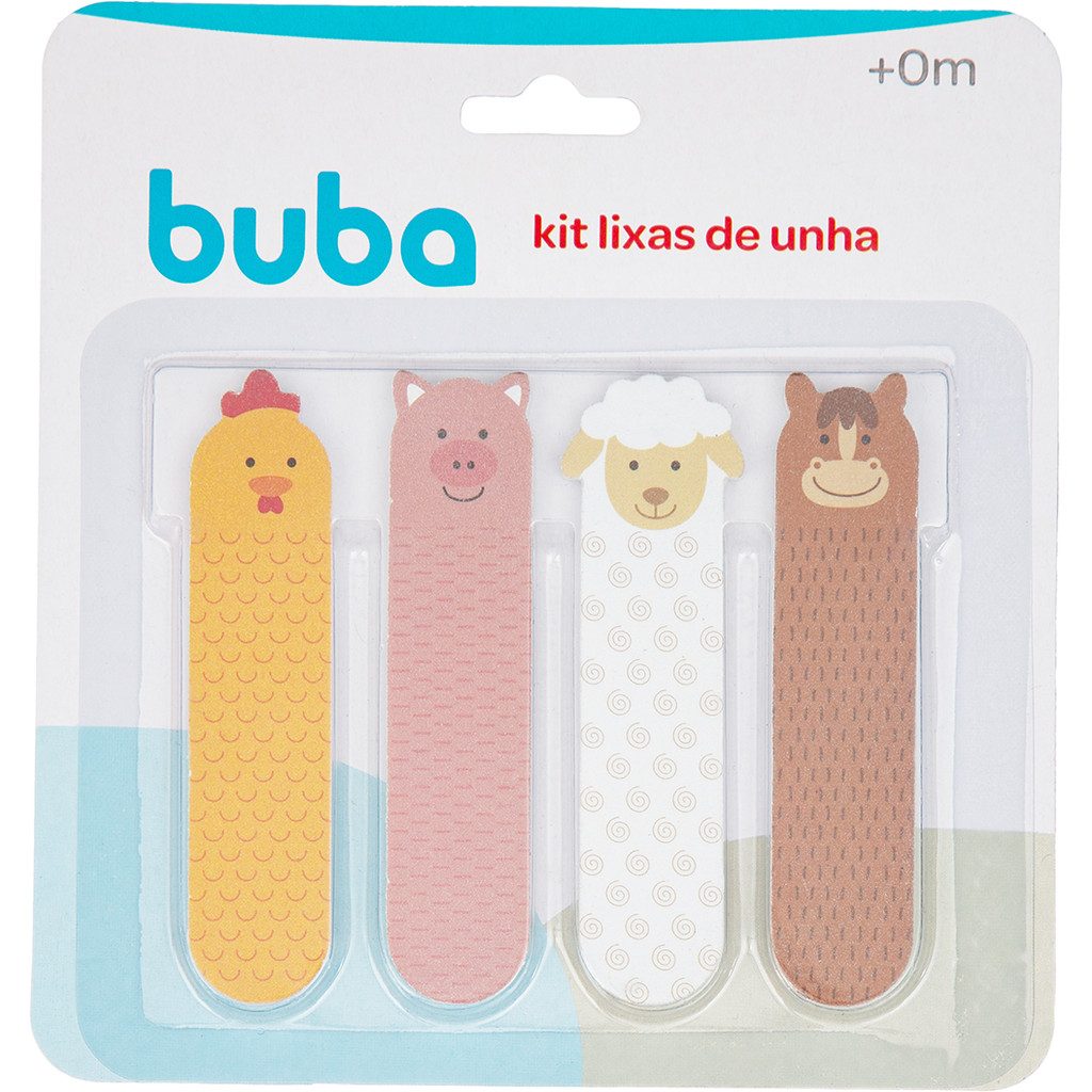 Kit 4 Lixas de Unha Bebê Infantil Higiene Menina Menino Recém Nascido Fazendinha Buba