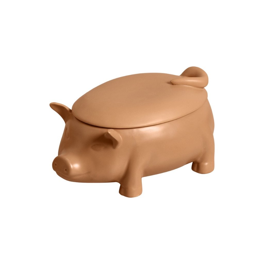 Sopeira Formato de Porco com Tampa Pig Marrom Matte 4,2 Litros Scalla Cerâmica