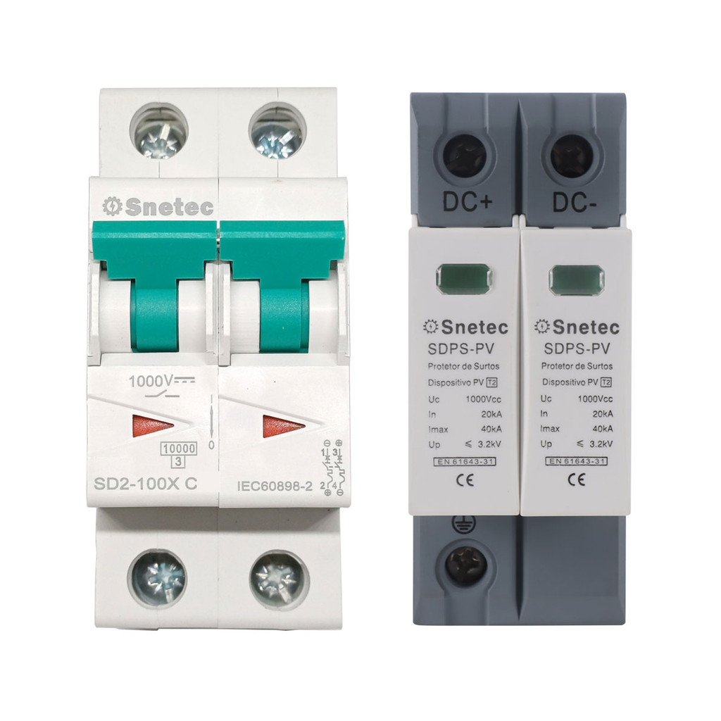 Kit String Box Solar 1000V 2P Disjuntor 25A + DPS 40kA DC CC