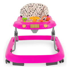 Andador Infantil Musical Disquinho Andajar Brinquedo com freio Safari ll Rosa Tutti Baby