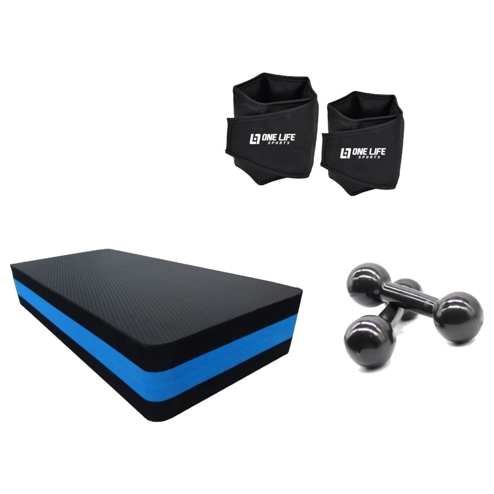 Kit Aeróbico Caneleira 1 Kg + Step Em Eva + Halter 1kg