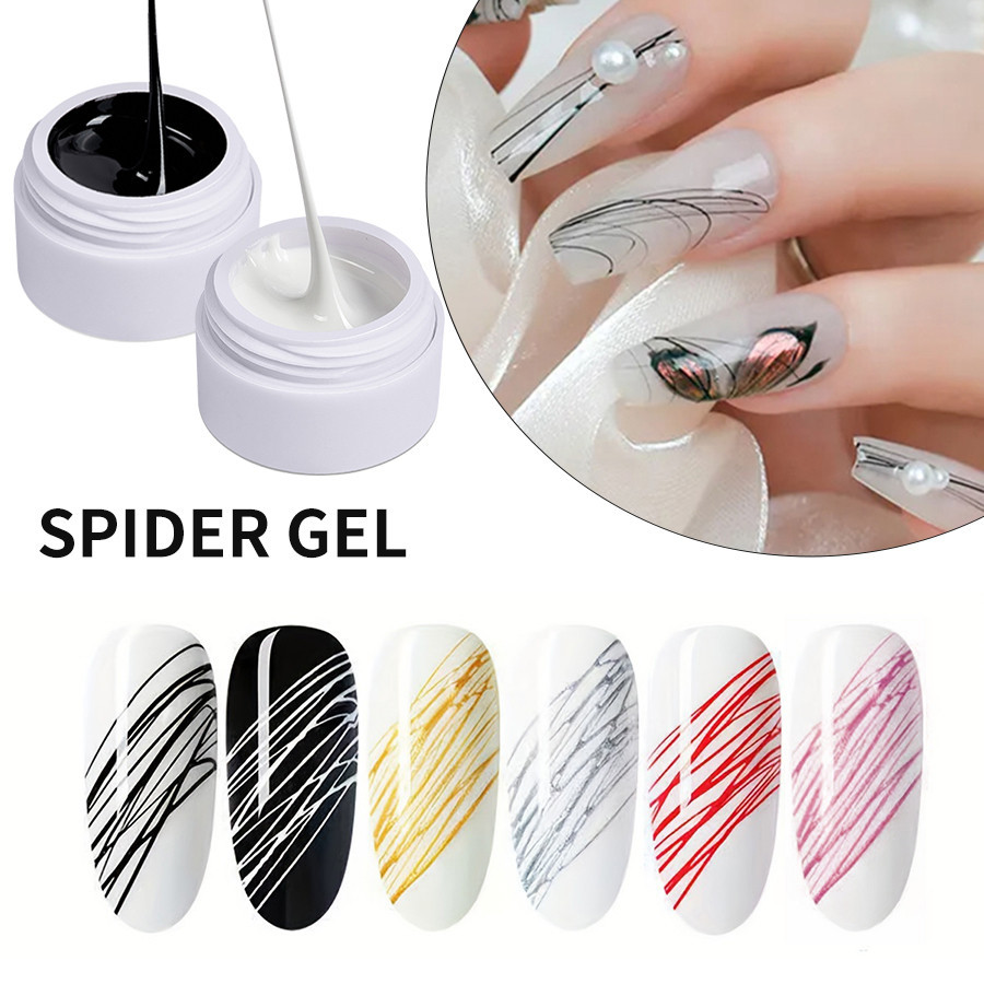 Gel Spider Teia de Aranha 10ml Branco Prata Preto Decoração Unhas de Gel Nail Art