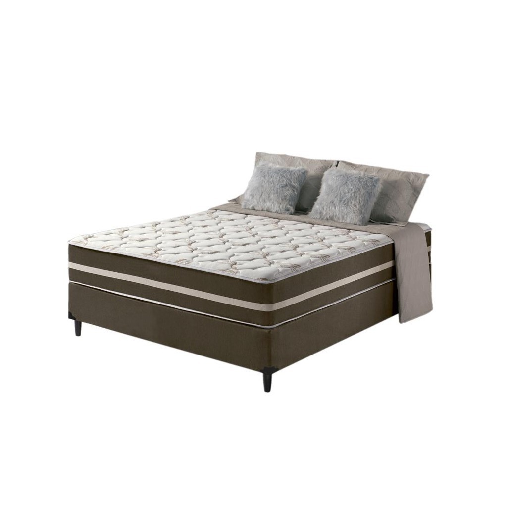 Cama Box + Colchão de Casal Classic Molas Ensacadas 138x188x61cm - Home & Living