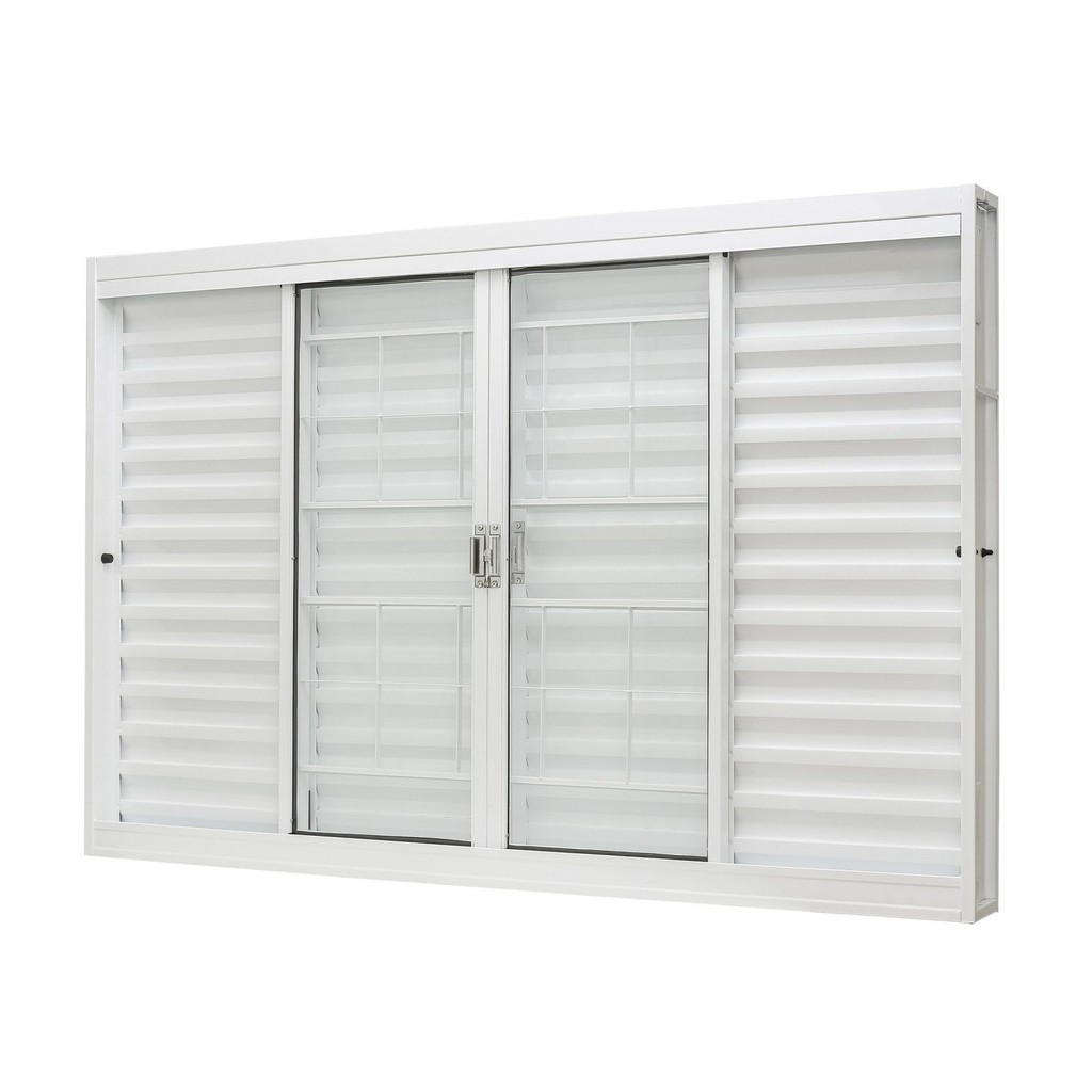Janela de Aço Veneziana Central 100x150cm 6 Folhas com Grade Quadriculada Unicsol Ramassol - Home & Living