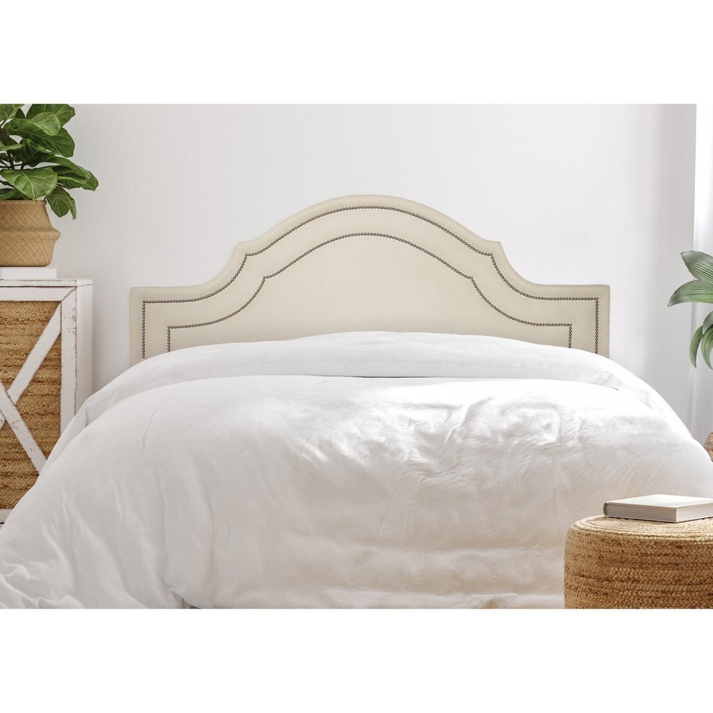 Cabeceira Queen Estofada para Cama Box com Tachas 160x60cm Provençal Luxo Dupla OffWhite/Prata em Oferta na Shopee