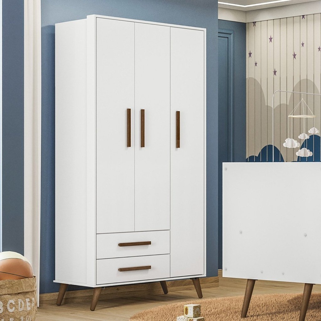 Guarda-roupa 3 Portas com 2 Gavetas Q Encanto Retrô em Oferta na Shopee