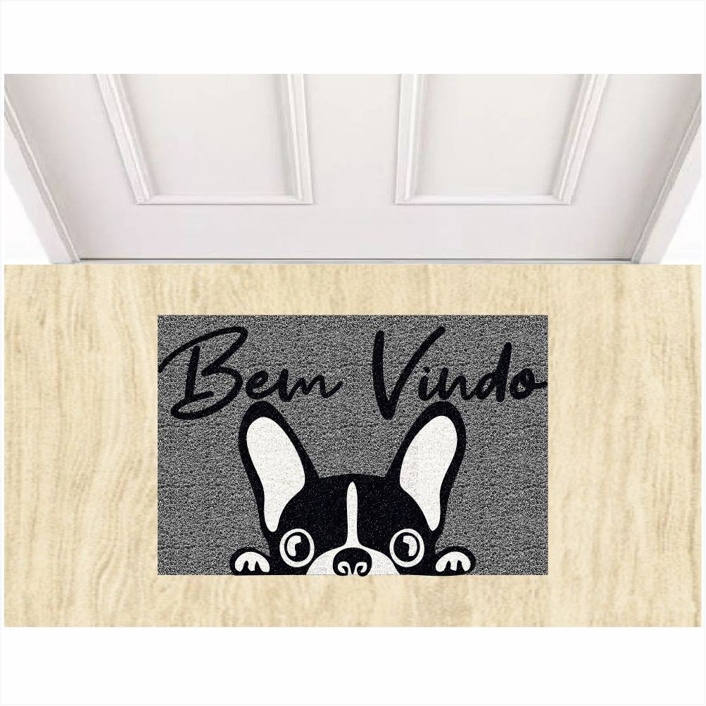 Tapete Capacho Vinil Bem vindo Bulldog Pets Para Decoração 60X40 cm em Oferta na Shopee