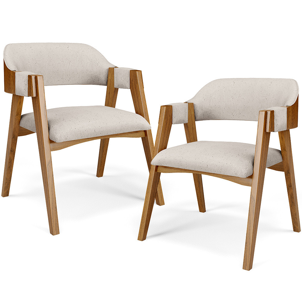 Kit 02 Cadeiras Para Sala de Jantar e Estar Living Estofada Suran L02 Linho Cru - Lyam em Oferta na Shopee