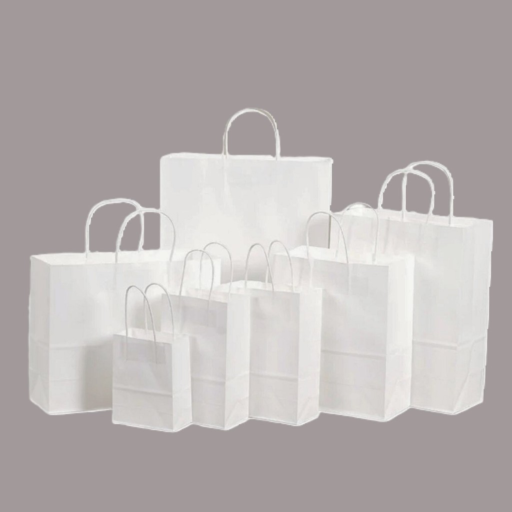 Sacola LC Kraft Branco Alça Branco - Liso Branco c/10un em Oferta na Shopee