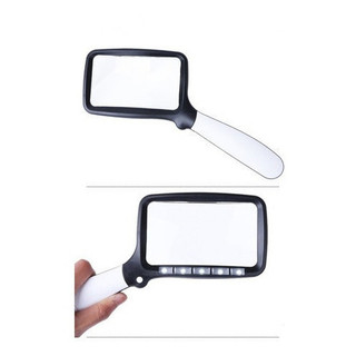 Lupa De Mão Retangular Dobrável 5 Luz Leds Fortes Leitura 3x