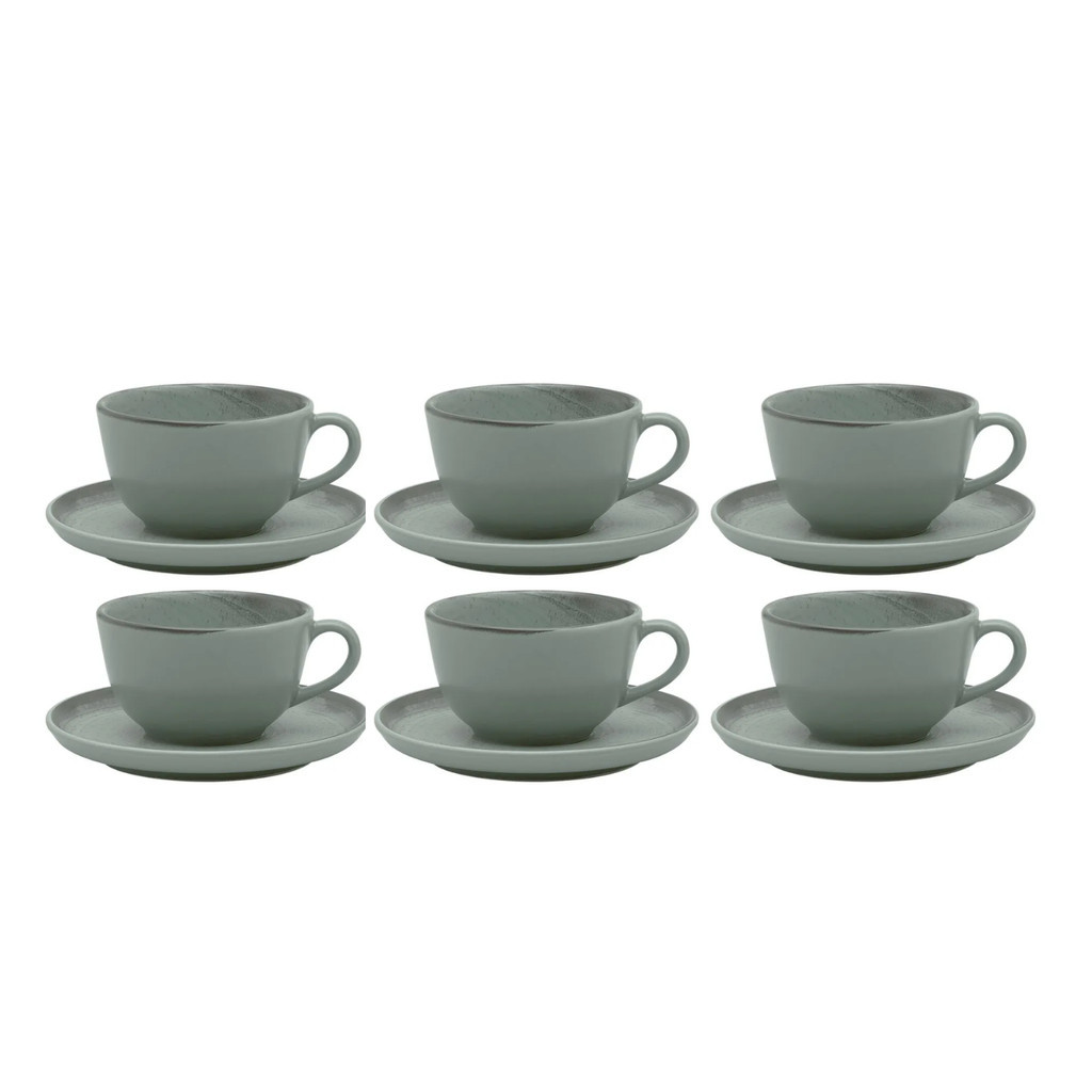 Jogo Xicaras de Chá Café Com Pires 6pcs 200ml Cerâmica Oxford Pacifico
