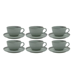 Jogo Xicaras de Chá Café Com Pires 6pcs 200ml Cerâmica Oxford Pacifico
