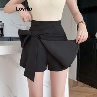 Lovito Short feminino casual com laço liso LNE51521