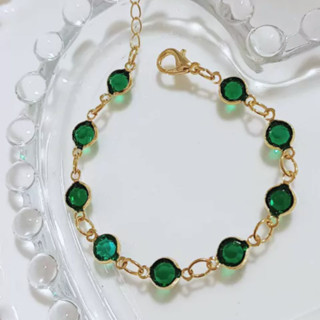Pulseira Feminina bracelete pedras verde inspiração Tiffany dourado em Oferta na Shopee