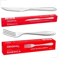 Kit Jogo Aco Inox Garfo Faca 24 Pecas Mesa Churrasco Buffet Restaurante Hotel Cozinha Original Line